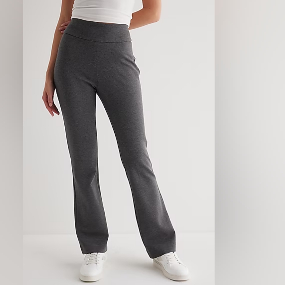Express Columnist High Waisted Bootcut Pant in Heather Grey